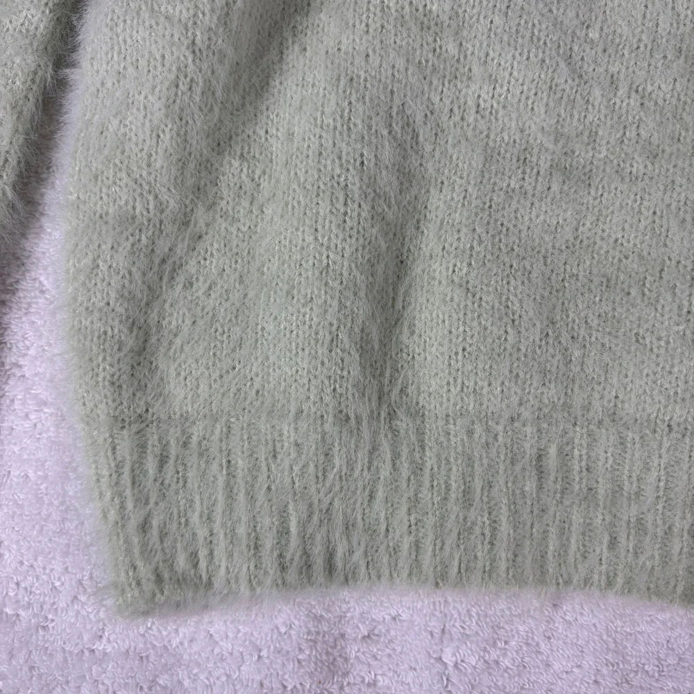 Nasty Gal Sweater Set Womens M Mint Green Fuzzy Eyelash Knit Wide Leg Loungewear